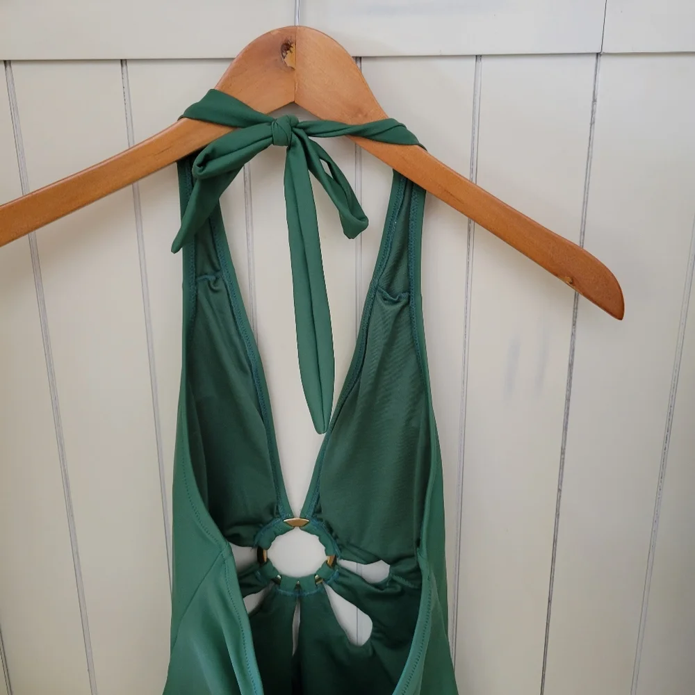 NWT! Cupshe Emerald Green Cut-out One Piece Swim Suit - Picture 5 of 11